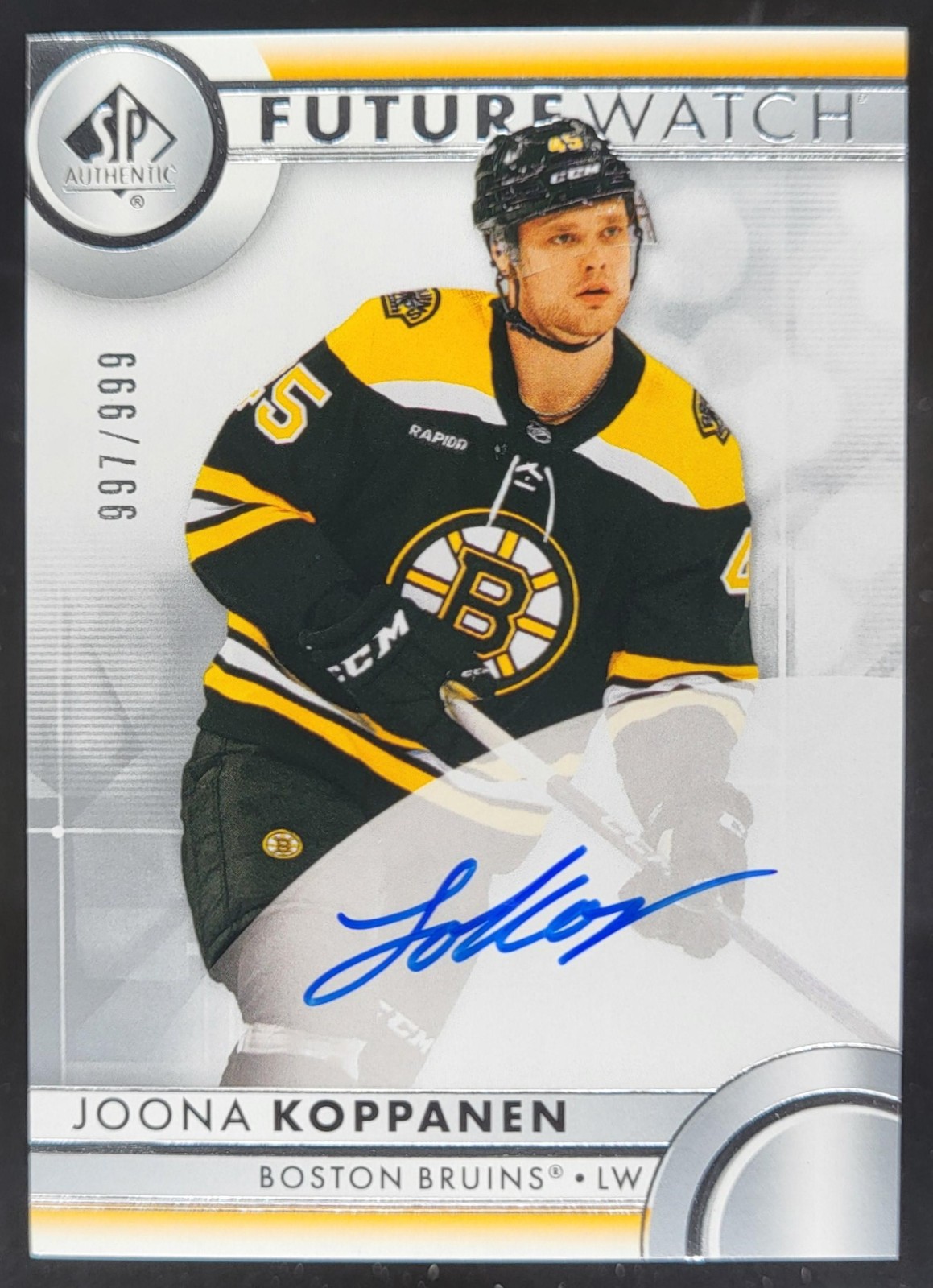 2023-24 SP Authentic Joona Koppanen /999 Auto RC Future Watch Bruins HD2