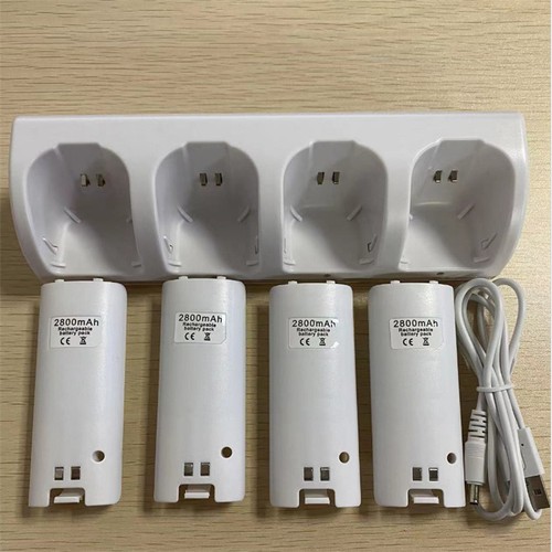 4in1 Rechargeable Battery Pack +Charger Dock Station For Nintendo Wii Controller - Picture 2 of 10