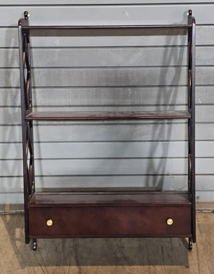 Bombay Company  Mahogany 3 Tiers Open Wall Hanging Shelf with Single Drawer