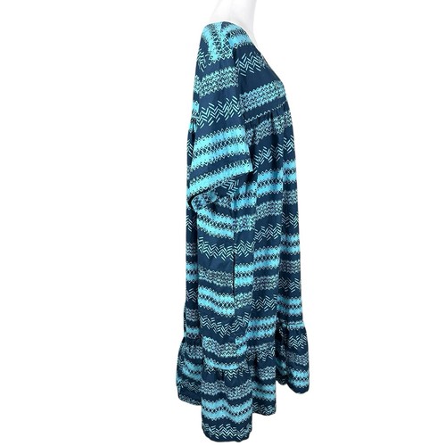 Noa Noa M Baumwolle Blau Hand Made Oversize Kleid Kurzarm Taschen Tribal Boho - Bild 9 von 15