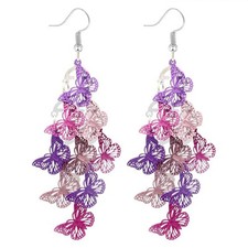 Butterfly Earrings for Women Long Butterfly Dangle A: purple butterfly earrings