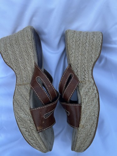 Vtg Y2K 90's MIA Brown Leather Chunky Platform Sandal Slides Size 8M - Picture 5 of 6