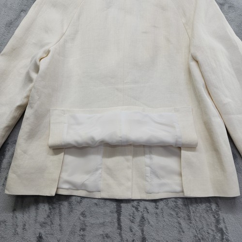 Talbots Leinen Sakko Damen Gr. 14 Creme Jackie Fit 3-Knopf gefütterte Taschen - Bild 4 von 10