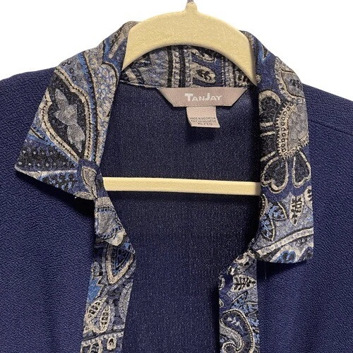 Cárdigan abierto TanJay XL azul marino chaqueta ribete cachemir capa ligera ropa de trabajo Foto 3 de 4