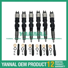 6 pcs Injector Assembly 095000-6490 RE529118 for John Deere 6068 Engine