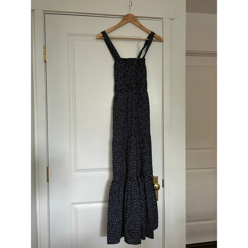 J. Crew Stufen Maxikleid wandelbare Träger gepunktet Damen Small Blue Coastal - Bild 6 von 9