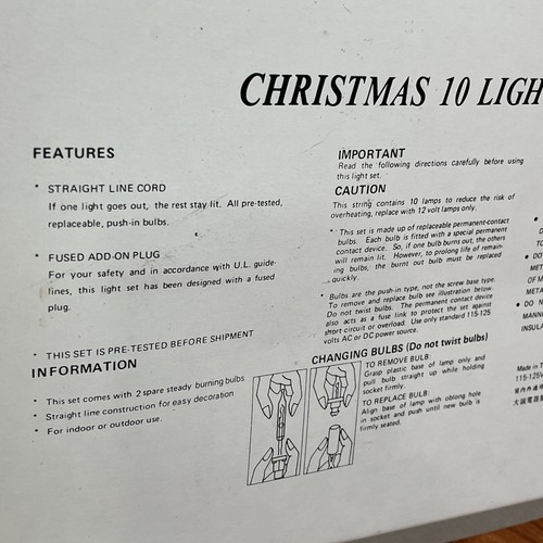 Vintage Weihnachten 10 Lichter Set SANTA im Schlitten & 8 Rentiere Lichter Set mit Box NOS - Bild 12 von 12
