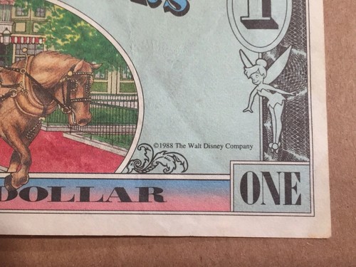 Disney Dollars 1988 Mickey Mouse One Dollar Bill $1 Disneyland California Parks - Picture 9 of 12