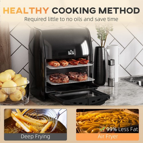 HOMCOM 12L Air Fryer Oven with 8 Preset Modes Rapid Air Circulation 1800W Black - Picture 6 of 12