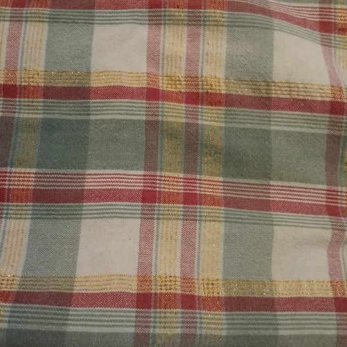 Rectangular Linen Banquet Tablecloth Red Green Plaid Country 56X 112 Inches - Picture 8 of 9