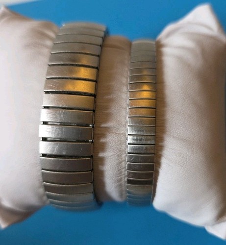 His & Hers Timex Silver Tone. Stretch Bands Watches New Batteries. WORKS! - Picture 2 of 9
