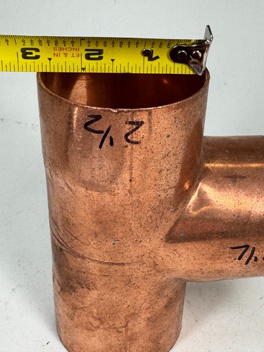 EPC Straight Tee 2-1/2" C x C x C Solder Joint Copper Sweat Fitting - Picture 9 of 9