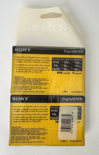Sony Hi8 HMP Video Tapes - NEW Sealed 2Pack - 60 Min Digital8 / 120 Min Hi8 - Picture 2 of 4
