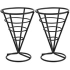 2 pcs French Fries Stand Iron Cone Basket Snack Basket Holder French Fries Stand