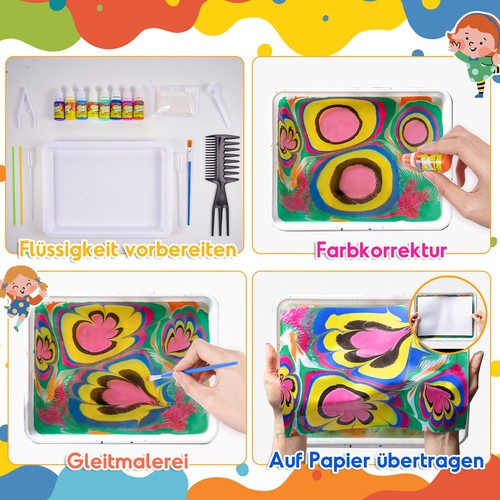 Bastelset Marmorierfarbe für Kinder Bastelset Kinder ab 6 Jahre Geschenk Mädchen - Bild 5 von 24