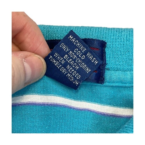 Camisa Polo Claybrooke Para Hombre XL Azul Blanco Rayas Algodón Manga Corta Cuello - Imagen 7 de 7