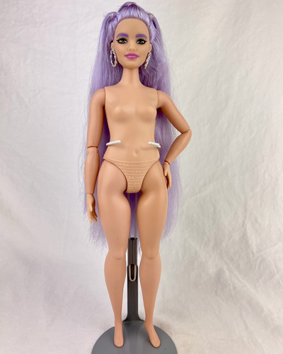 Mattel Barbie Extra Purple Crimped Hair Nude Articulated Curvy Neysa Doll OOAK - Picture 2 of 9