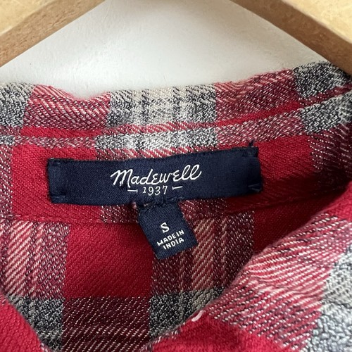 Vestido camisero Madewell Daywalk pequeño Fairfax franela de algodón rojo a cuadros - Imagen 5 de 7