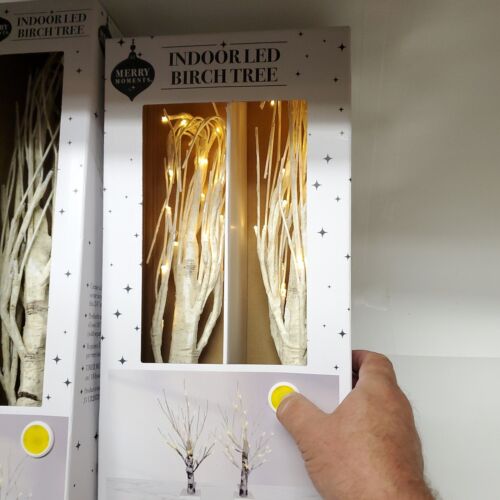 Set of 3 Merry Moments Indoor LED Birch Trees (1) 24" & (2) 18" New Battery Op - Picture 3 of 6