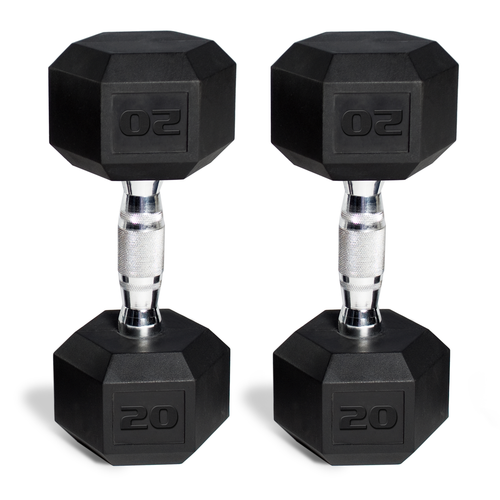 Rubber Coated Hex Dumbbells Set 20 Lbs Home Gym Fitness Exercise Workout 2Pcs - Picture 5 of 5
