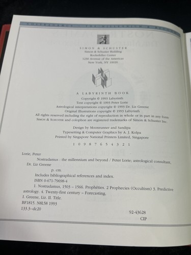 Nostradamus: The Millennium and Beyond-the Prophecies to 2016 -Peter Lorie hc dj - Imagen 4 de 6