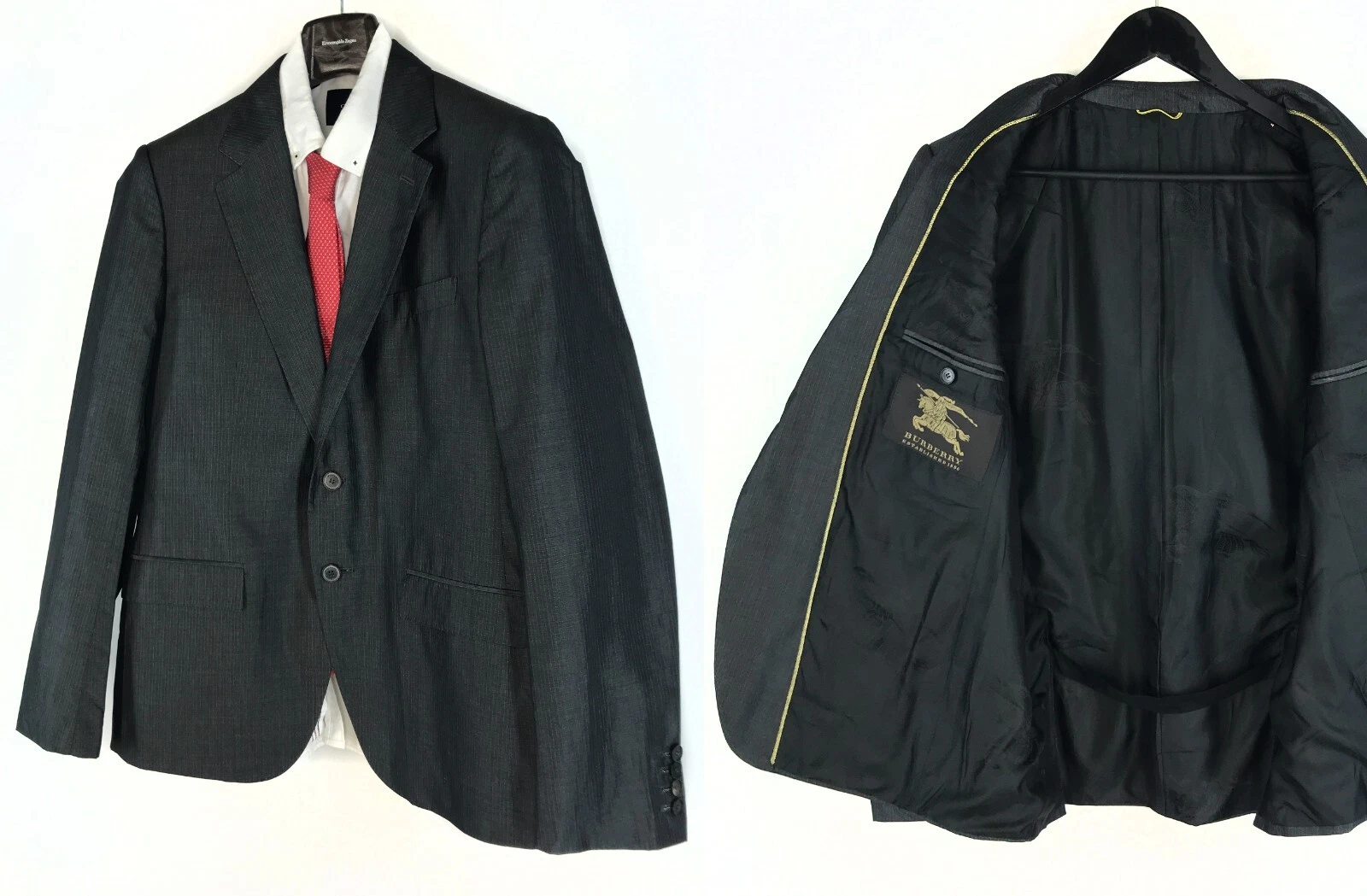 Men's Burberry Black Label Cotton Silk Blazer Grey Sport Jacket Coat Size 52