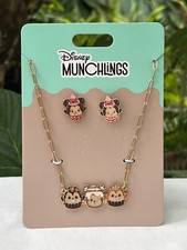 Disney Parks Munchlings Chip Mickey Dale Adjustable Necklace  Minnie Earrings