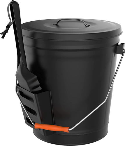 Ash Bucket - 4.75-Gallon Metal Bucket with Lid and Shovel for Fireplace or Firep - Picture 11 of 12