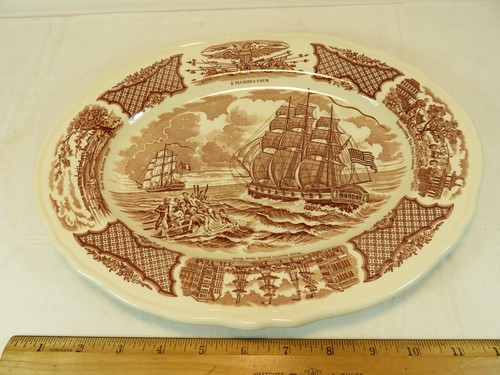 Fair Winds Ovale Servierplatte 12 5/8 x 9 7/8 Zoll Alfred Meakin USS Delaware