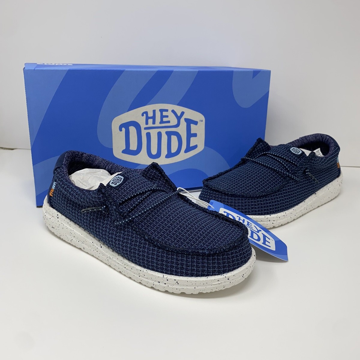 Hey Dude Wally Boys Youth Sport Mesh Navy Blue Slip On Loafer