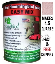 RED HUMMINGBIRD INSTANT NECTAR MIX FOOD 24 oz Makes 4.5 Quarts SE642 USA NO DYES