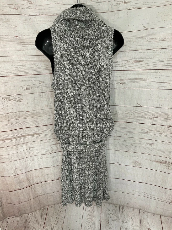 Vestido Twenty One Sin Mangas Tejido Capucha Cuello Cinturón Blanco-Gris Talla L Foto 3 de 4