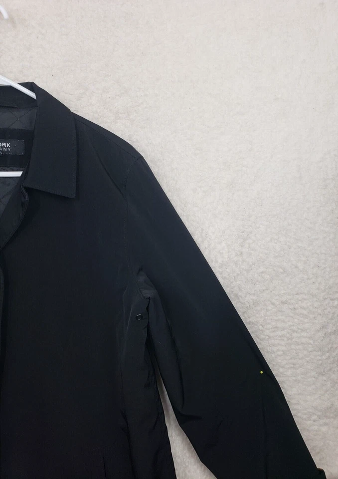 New York Company Women Coat Large Black Poly B Long Sleeve Zip Up Long Overcoat - Image 3 of 4