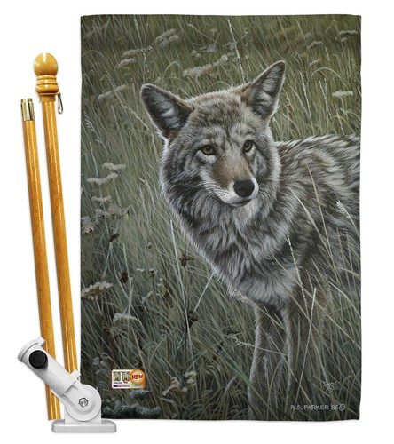 Coyote Wildlife Wolf Band Prairie Brush Barking Garden House Yard Flag - Picture 6 of 13