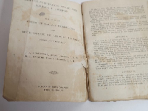 Antique 1913 Eastern Arbitration Award Rulings Eastern Railroads Railway - Picture 3 of 9