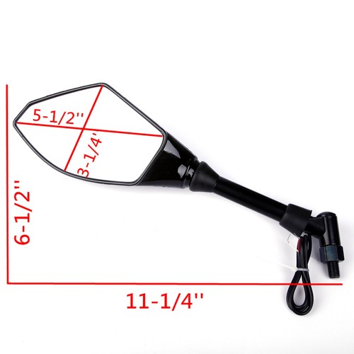 Black motorcycle rearview side mirrors w/ LED indicator for Hyosung GV650 - Picture 9 of 9