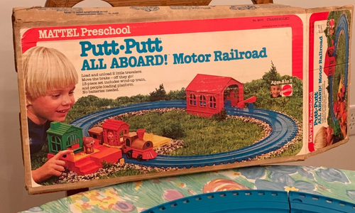 Vintage 1976 Mattel Putt Putt All Aboard Motor Railroad Train Wood Parts W Box - Picture 3 of 18