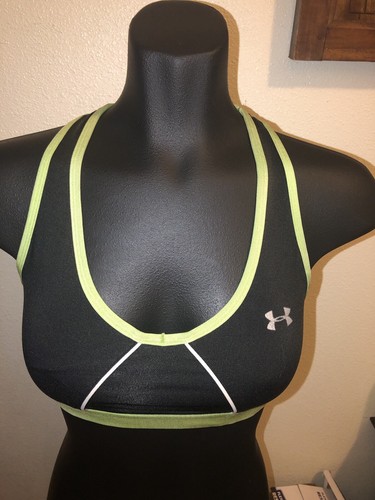 Women’s UNDER ARMOR Green&Black Compression Sports Bra, XS - Picture 1 of 10