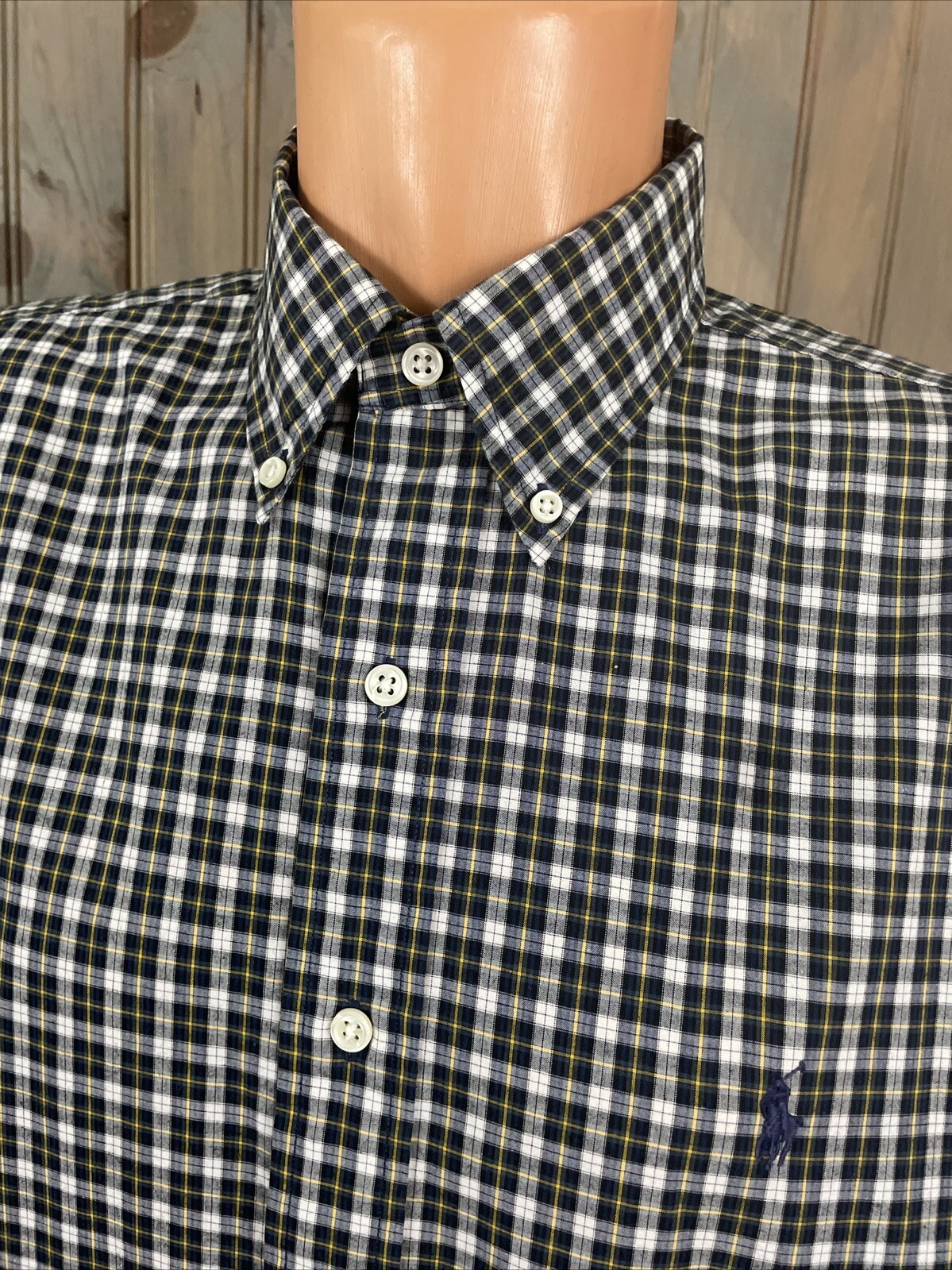 Polo Ralph Lauren maniche corte con bottoni a quadretti camicia casual pony taglia L BLAKE