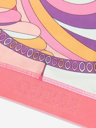 Guess Girl Allover Print Sport Top Gel Glitter Logo Orange Rose Circle Sz 10 $32 - Picture 3 of 8