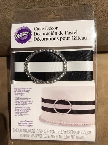 Wilton 120-1181 Black Ribbon & Buckle Cake Decor Black Buckled Ribbon