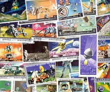 Lune - Moon 75 timbres différents oblitérés