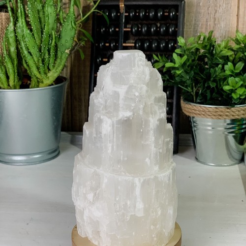 Selenite Table Lamp White Crystal Skyscraper Iceberg Light Tower Lamp  Flat Base - Picture 7 of 8