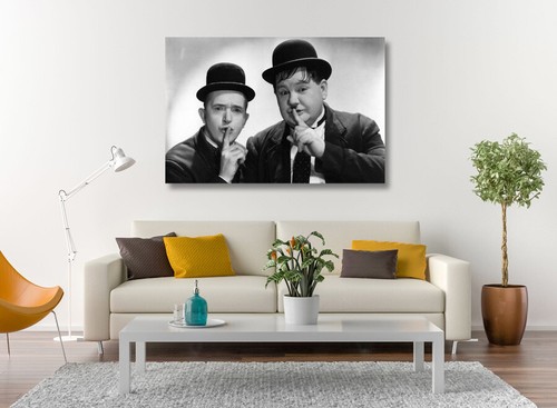 MOVIE POSTER LAUREL AND HARDY- FRAMED CANVAS WALL ART PICTURE PAPER PRINT- BLACK - Picture 4 of 17