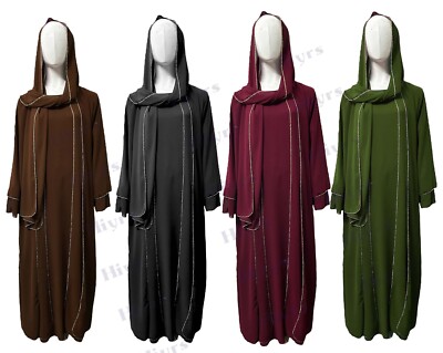 Damen Muslim Abaya Maxikleid Kaftan Chiffon Chic Doppellagig Abaya & Schal