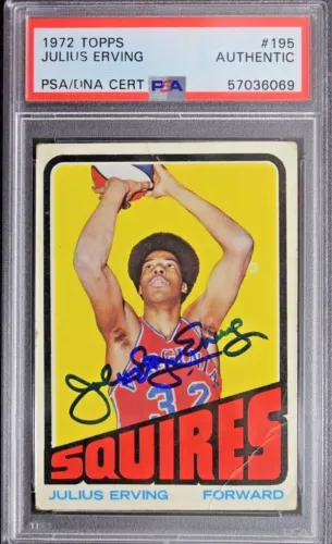 Julius Erving DR J Signed 1972 Topps Basketball #195 Rookie Auto Autograph PSA
