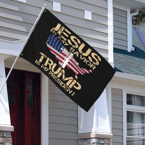 Jesus Is My Savior Trump Is My President 3x5ft Flag Outdoor Garden Flag Decor... - Picture 6 of 9