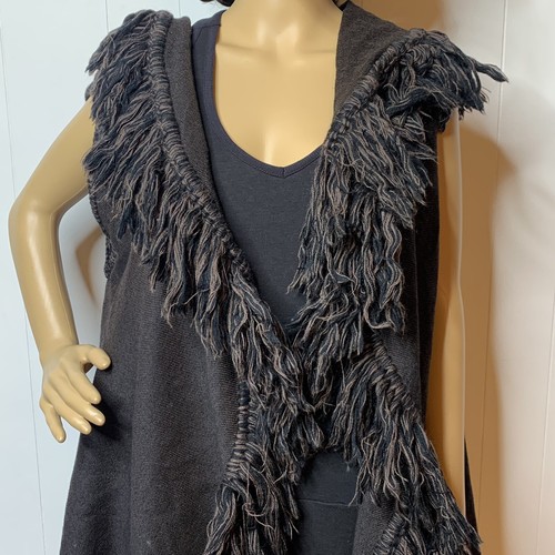 Vintage Handwoven Cloak One Size WoolOpen Draped Fringe Brown Black Mexico - Picture 7 of 11