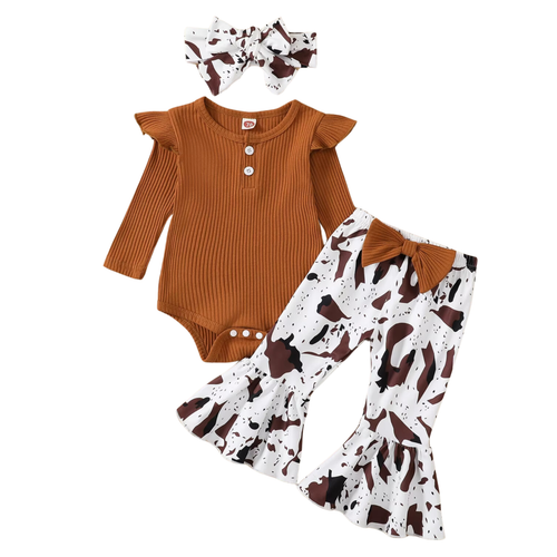 3 Piece Baby Girl Fall Outfit Set - Sizes From 3 to 12 Months Cute Fall Clothes - Picture 4 of 4