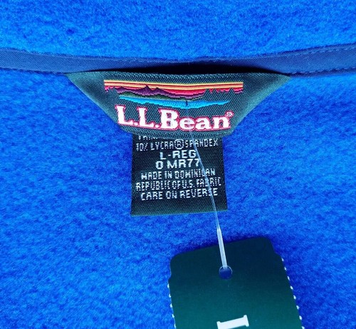 Vintage 90s LL Bean Full Zip Vest Jacket Men's Large L Blue Fleece Polartec NEW - Picture 5 of 16